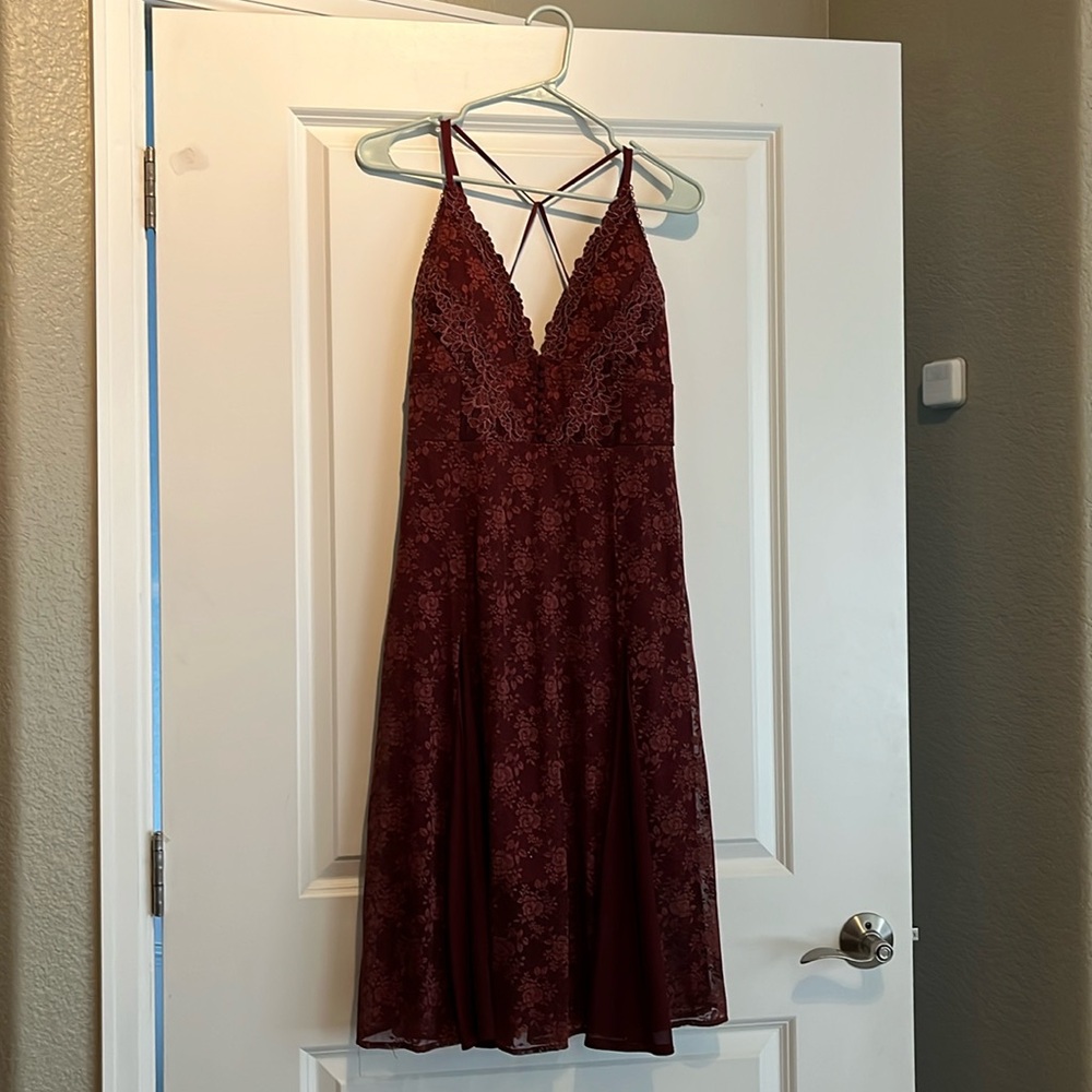 Joyfolie Oxblood/maroon midlength dress